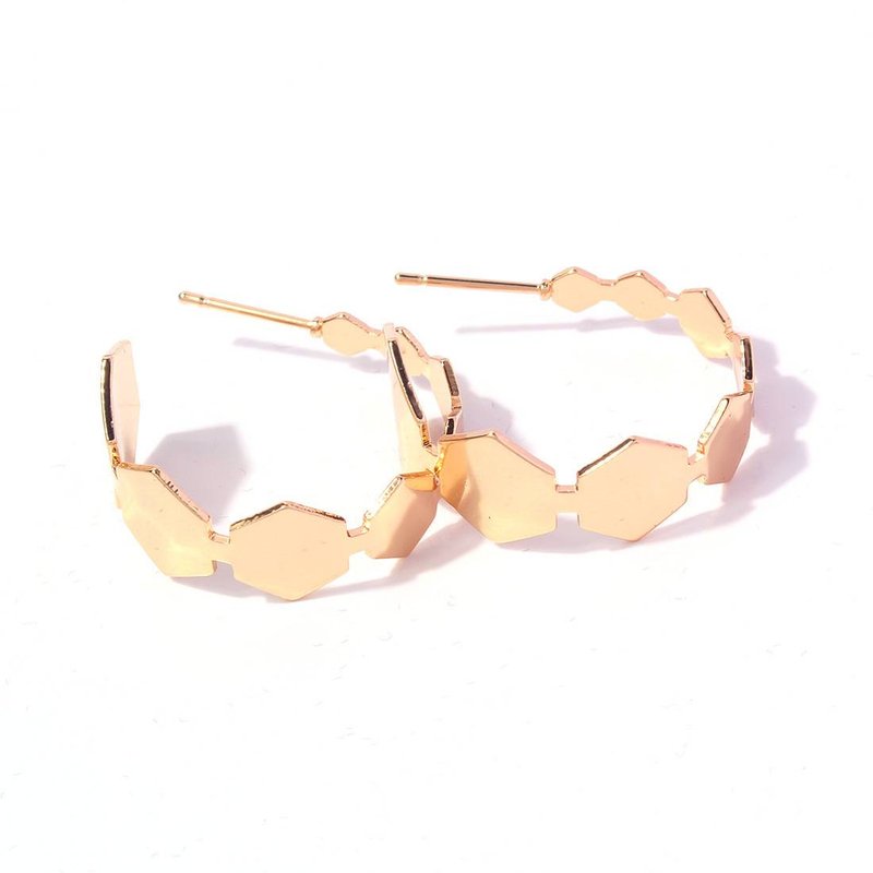 Set di gioielli da donna, orecchini a cerchio con cuciture esagonali, orecchini a cerchio, orecchini_voghion.com