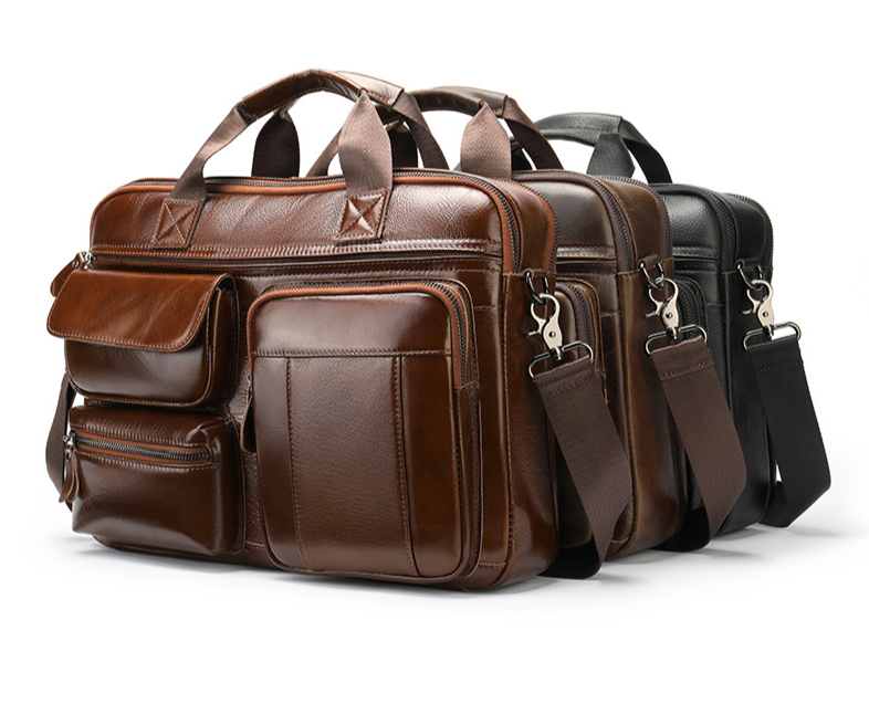 Maletín de hombre de alta gama, bolso de mano, bolso para ordenador de gran capacidad de piel de vacuno, bolso de hombro y tendencia en bolsos para hombre._voghion.com