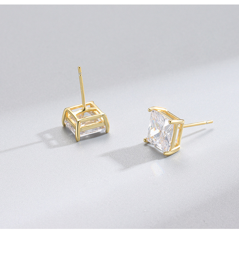 Orecchini quadrati Luxe - Orecchini minimalisti in zircone con design micro-intarsiato in rame_voghion.com