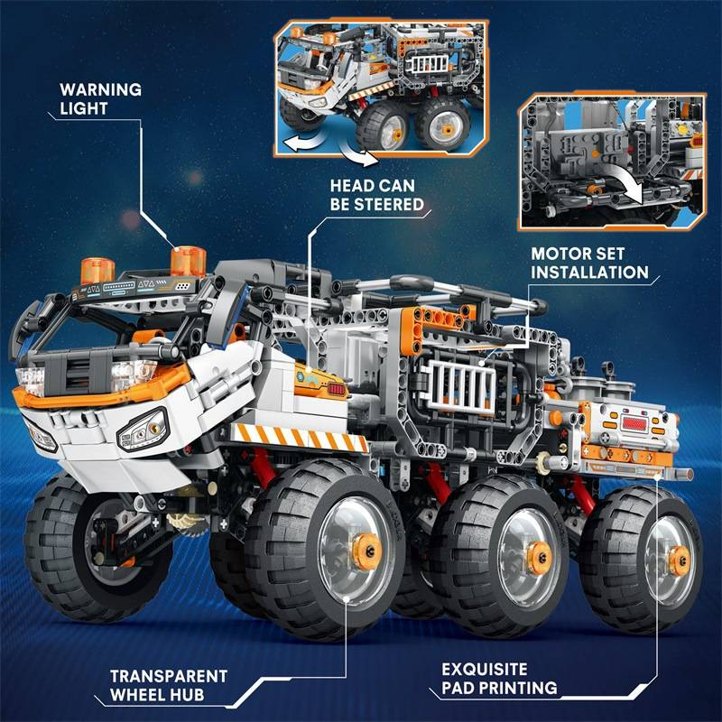 Space Series Remote Control Building Blocks Transport Truck Model DIY Educational STEM Toy ABS Bricks Battery-Powered Engineering Vehicle_voghion.com