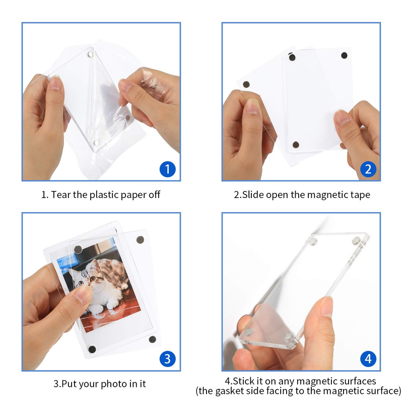 Acrylic Fridge Magnetic Frame, Double Sided Photo Refrigerator Magnet Picture Frame For Fujifilm Instax Mini, 2.36 X 3.54 Inch,_voghion.com