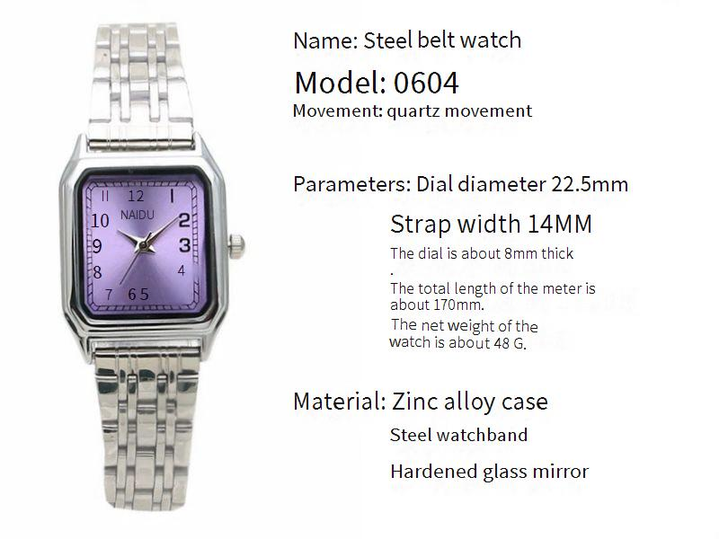 Damenuhren Künstlerische Studentin Quadratische Stahlband Quarzuhr Edelstahlband Mode Mädchenuhr Wald Quadratische Uhr Damenuhr_voghion.com