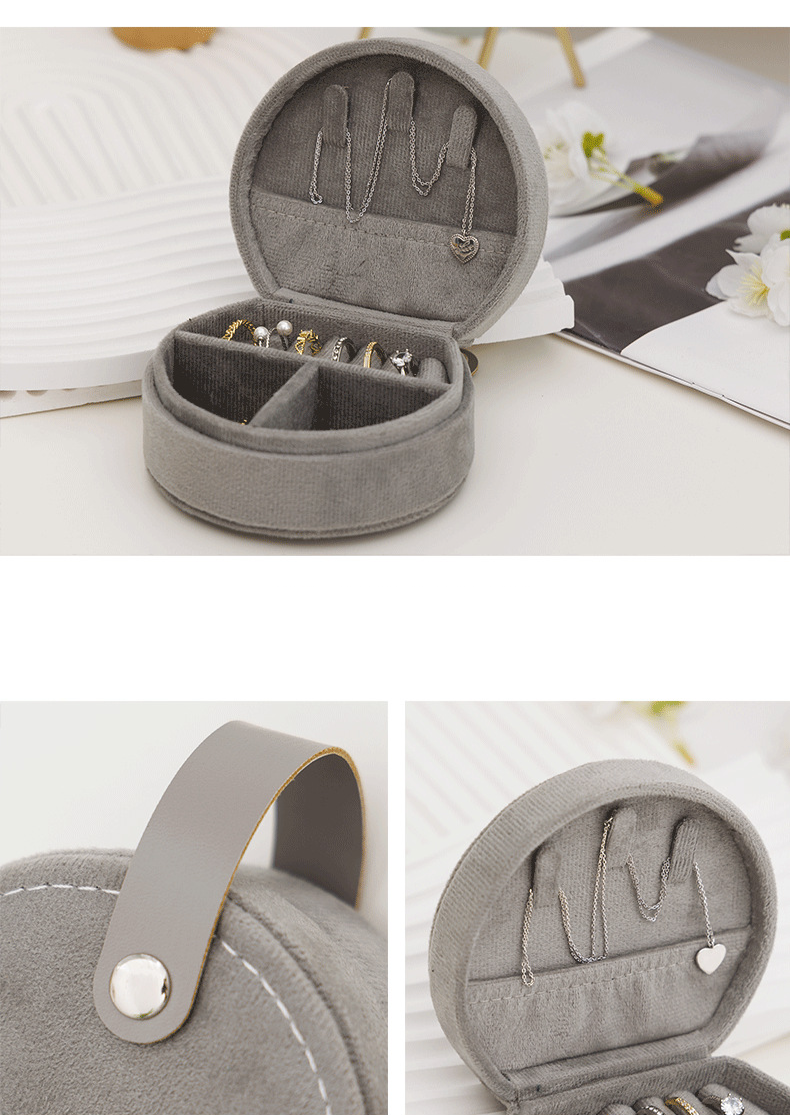 Elegant Velvet Jewelry Box - Portable Mini Storage For Necklaces, Rings, Earrings & Accessories, Soft Lining, Compact & Stylish (10x9x5cm)_voghion.com
