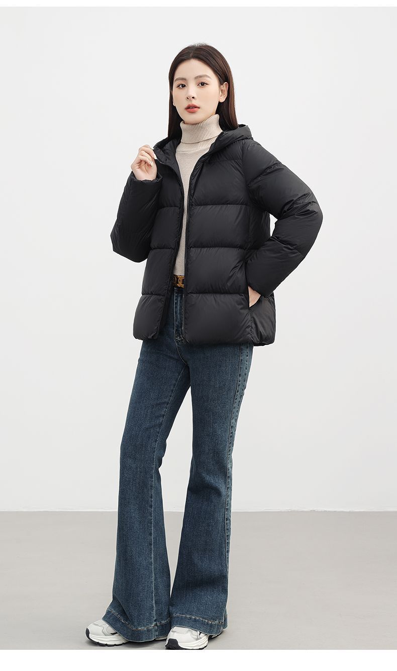 Trendy Cropped Puffer Jacket For Women – 86-90% White Duck Down, Oversized Hooded Design – Lightweight & Warm – M/XL/XXL_voghion.com