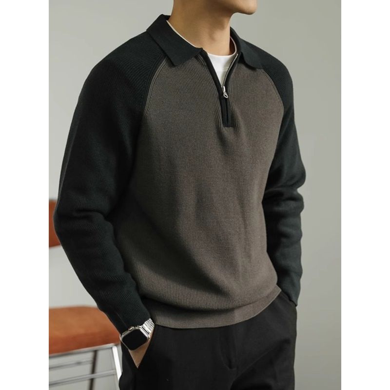 Herren-Strick-Polopullover – Pullover mit halbem Reißverschluss und Kragen, leicht und stylisch für Business, Freizeit und Alltag_voghion.com
