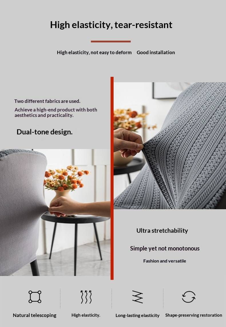 Coprisedie moderne in jacquard – Coprisedie da pranzo in poliestere elasticizzato con elastico antiscivolo, design a righe per casa e bar_voghion.com