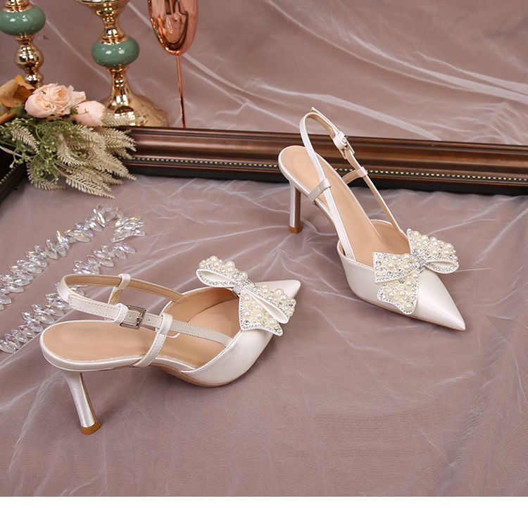 High Heels Women Stiletto Heels Heels Sandals Yaxua Huidog Summer New Style Closed Toe Backless Sadals For Wome With Detachable Butterfly Pearl Simpl_voghion.com