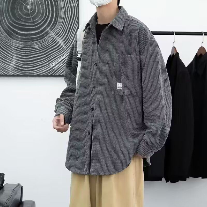 Herrkläder Plusstorlekar Manchesterskjorta Långärmad Skjorta Retro Ledig Stor Storlek Casual Skjorta Tjock Trendig Snygg Jacka_voghion.com