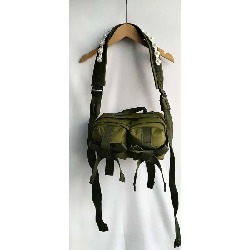 Designer 2025 Canvas Sweet Lovely Minority Literary Crossbody Bags Bow Patchwork Pearl Shoulder All-Match Exquisite_voghion.com