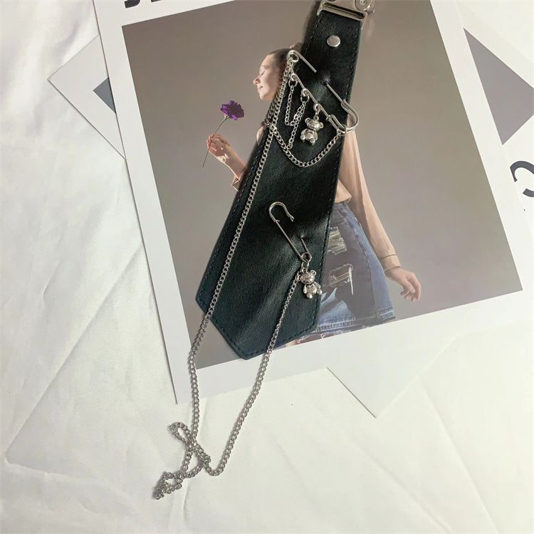 JK Bow DK Cravatta in pelle Collare stile punk Metallo Unisex Non necessita di cravatta Hardware per il collo Orso Studente universitario Adulto_voghion.com