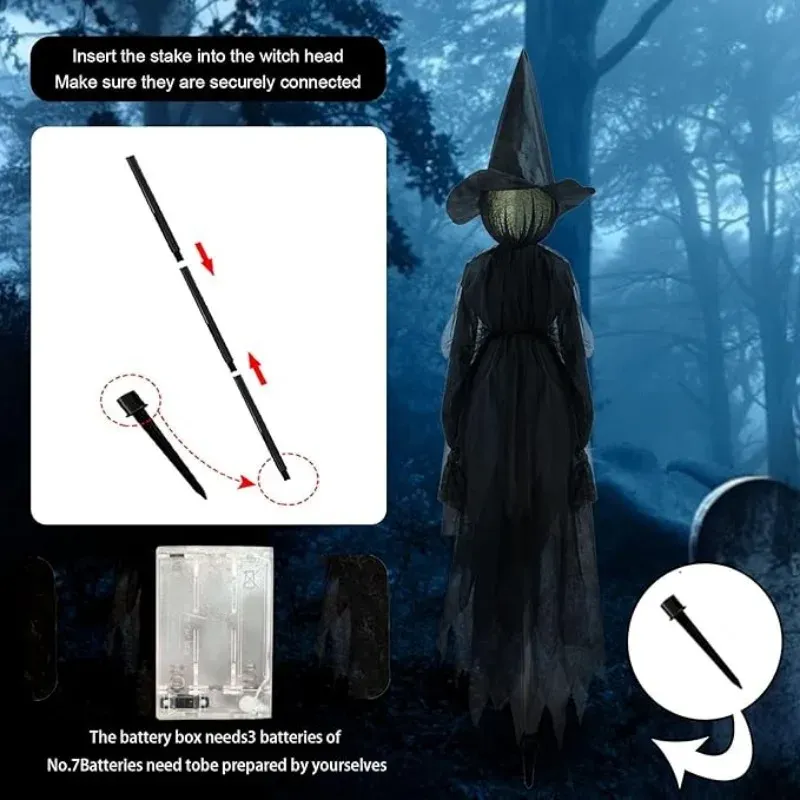 3PCS Halloween Colourful Glow Three Hand-Holding Witches Sound-activated Hand-holding Witch Halloween Light Up Decoration Props_voghion.com