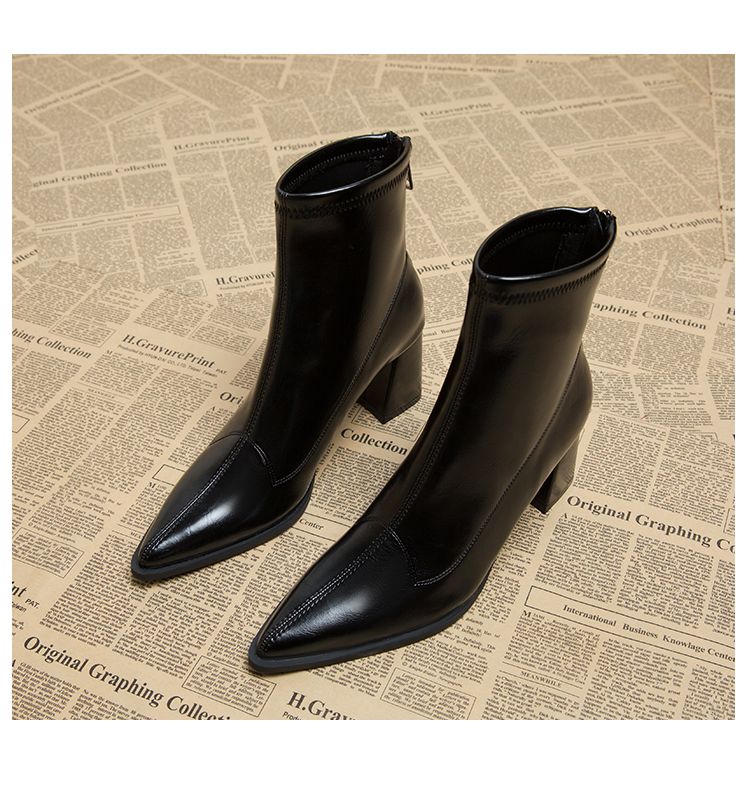 French Fancy Pointed Female 2024 New Arrival Fall And Winter High Chunky Heel Fried Street Korean Style Small Ankle_voghion.com