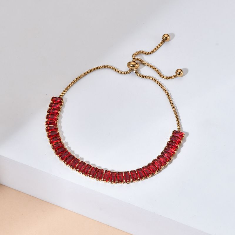 Stainless Steel Tennis European And American Exquisite Simple Zircon Diamond Bracelet For Women Non-Fading Jewelry_voghion.com