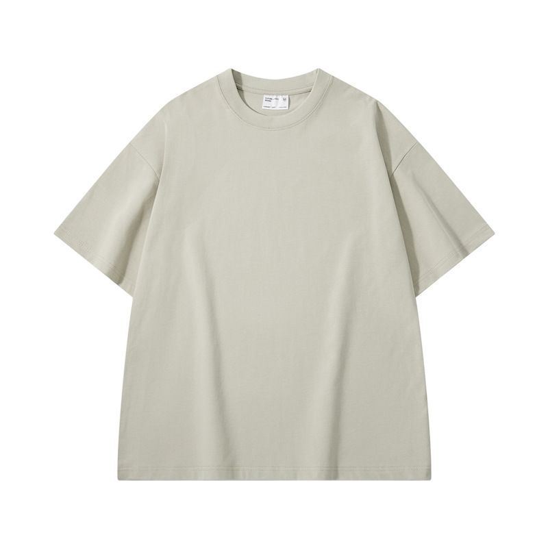 Suéter de algodón puro de 300 g con parte inferior de color sólido y camiseta de manga corta holgada de gran tamaño hasta los hombros de alta calidad para_voghion.com