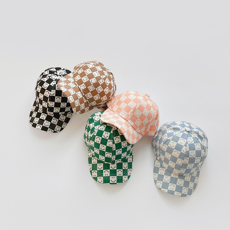 Cappelli da baseball scozzesi con motivo sorriso di cartone animato primavera estate cappelli per bambini per bambini cappello da sole per bambini in cotone per ragazze_voghion.com