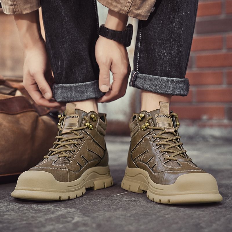 Neu Leder Frühling herren Schuhe High-top herren Erhöhung Werkzeug Martin Stiefel_voghion.com