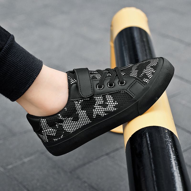 Schwarze Kinder Canvas Sneakers Atmungsaktive Neue Sportmode Kleinkind Mädchen Kinder Jungen Flache Schuhe_voghion.com