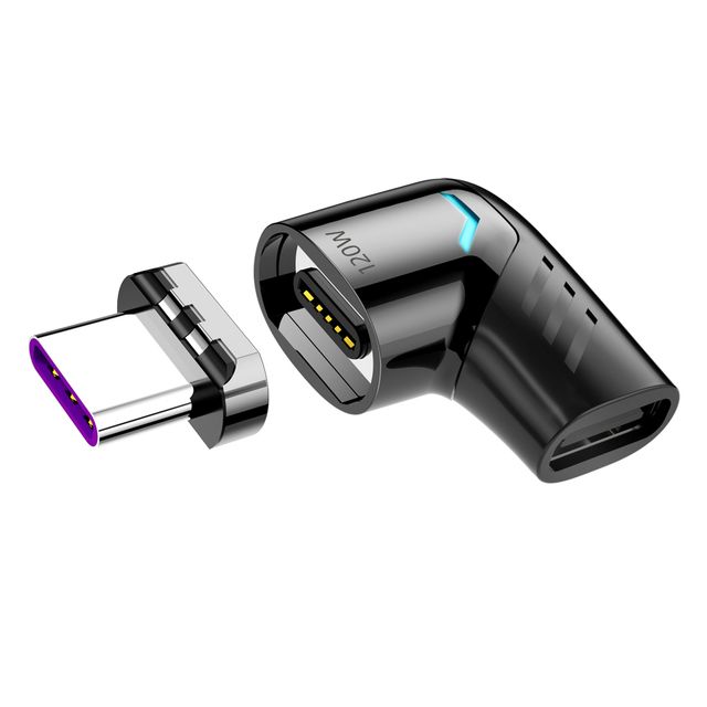 120 W USB Typ C Magnetadapter Typ-C Stecker auf USB C Buchse Magnetanschluss für Mackbook Pro Telefon PC Tablet USB-C_voghion.com
