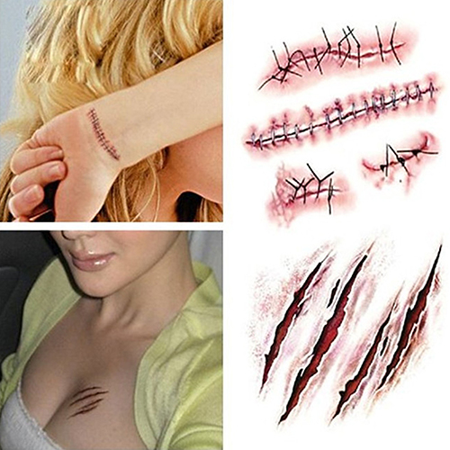 Hislaves 5 ks Halloween Speciální kostým Make-up Zombie jizvy Tetování s strupovou krví_voghion.com