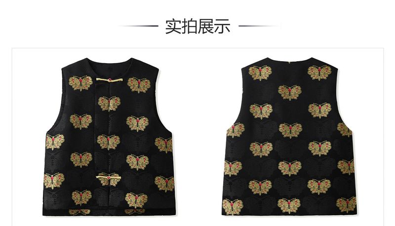 ragazza Nuovo cinese di alta qualità farfalla jacquard imbottito per le donne autunno inverno nazionale bottone gilet retrò stile ZX MX091_voghion.com