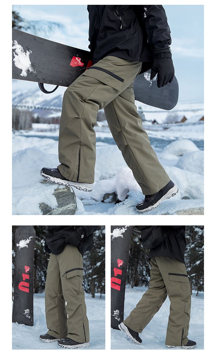 Pantalon de ski d'hiver haut de gamme avec 90 % de duvet de canard - Pantalon de ski imperméable et isolant pour homme et femme - Technologie Heat Lock multicouche_voghion.com