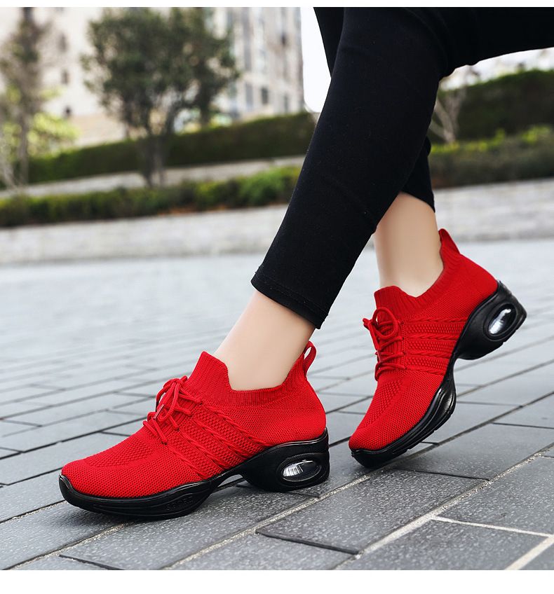 Tanzschuhe Damenschuhe Polyurethan Dickbesohlte Leichte Square Dance Atmungsaktive Wanderschuhe für Mütter mittleren Alters und ältere Menschen_voghion.com