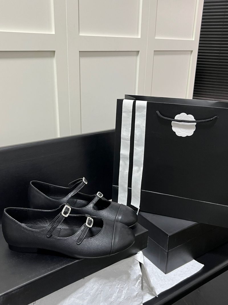 new Style Double Diamond Buckle Mary Jane Shoes For Women New New Color Block Round Toe Flat One-Strap Ballet Flats_voghion.com