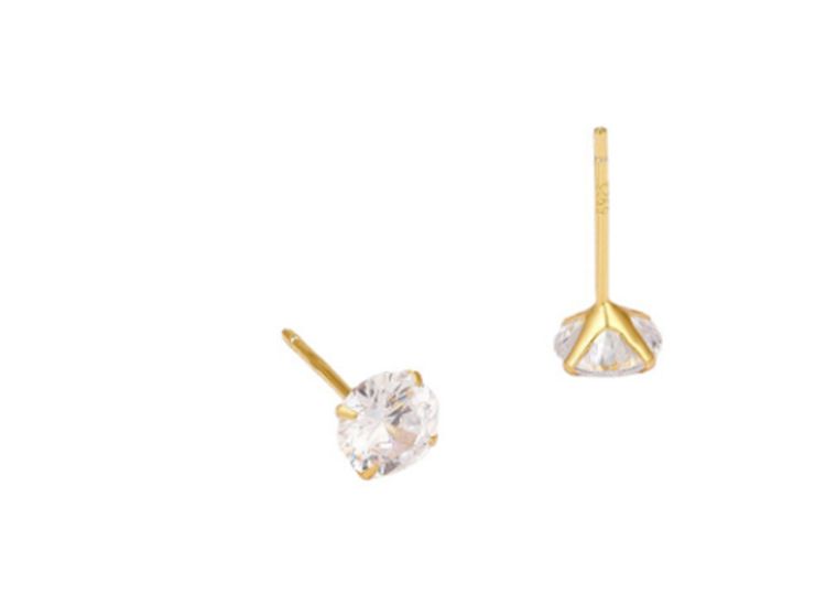 Orecchini in argento sterling S925 – Orecchini a bottone in zircone placcato oro a 4 griffe, accenti di diamanti INS, mini gioielli di tendenza_voghion.com
