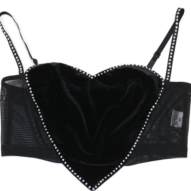 Completo composto da top corto con spalline e minigonna con strass e guanti - Completo sexy in due pezzi per donna_voghion.com