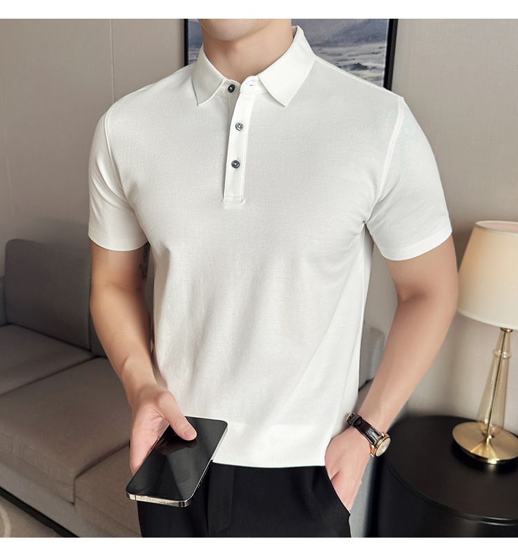 Polo à manches courtes pour homme, nouveauté spéciale été, en coton, confortable, petit revers, non marquant, pressage, version coréenne, coupe ajustée, Paul_voghion.com