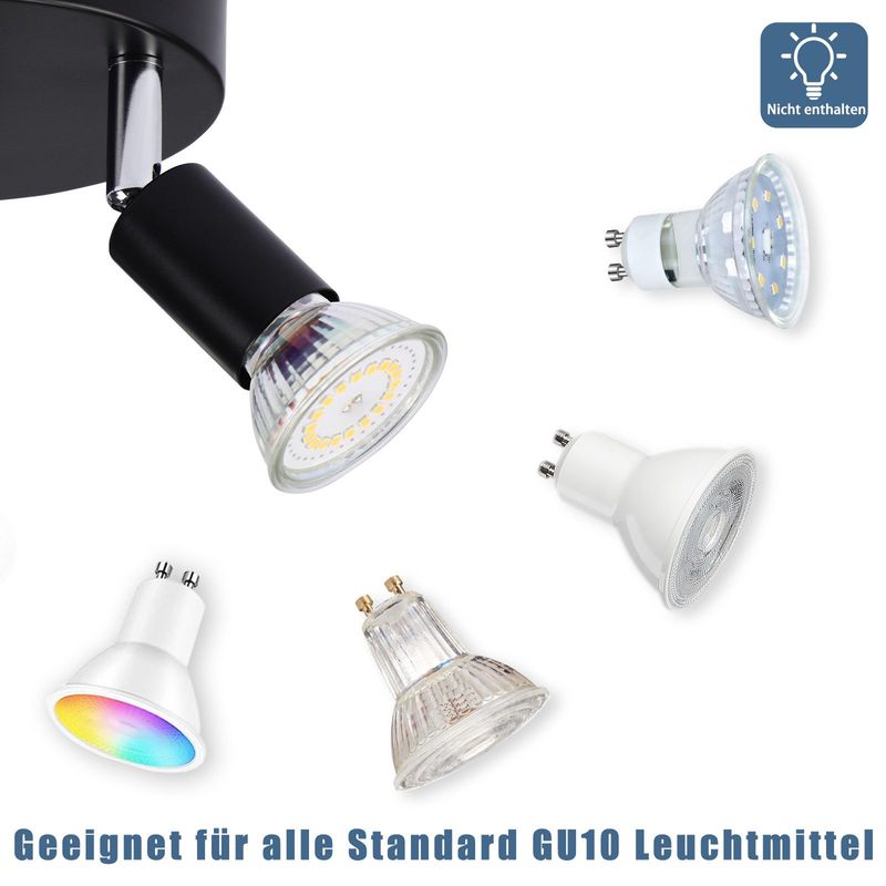 Glitzerlife LED Deckenstrahler Weiß Deckenspots - 4 Flammig Schwenkbar GU10 Metall Deckenlampe Moderne Wohnzimmerlampe Für Schlafzimmer Küche Gang Esszimmer_voghion.com