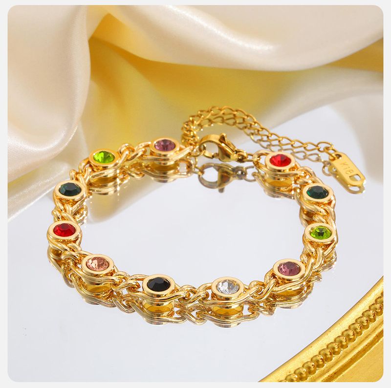 Braccialetti colorati con pietre preziose Vnox per donna, delicati bracciali con catena in acciaio inossidabile con pietre naturali CZ, gioielli di lusso, regalo per la mamma_voghion.com