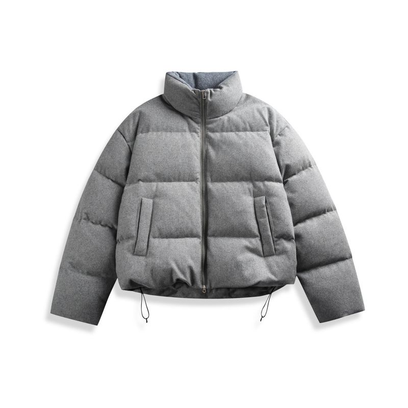 Piumino con collo alto, lungo cappotto in piuma con trama intrecciata a rombi per donna_voghion.com