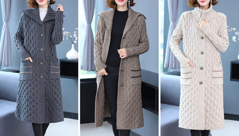 Winter Clothes Women Solid Single Breasted Long Sleeved Coat Knitted Cardigan Oversized Cardigan Thick Sweaters for_voghion.com