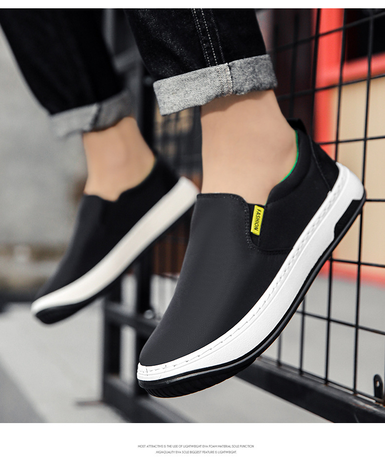 Canvas men's shoes spring breathable new men's trend with a slip-on loafers_voghion.com