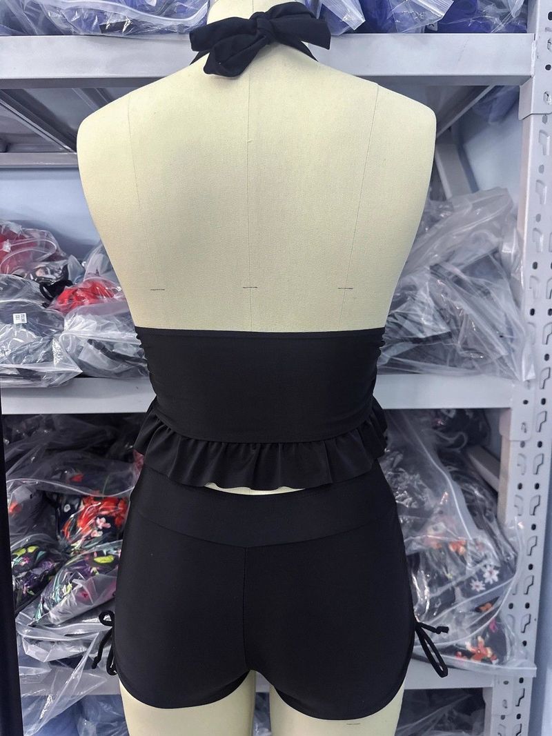 Maillot de bain une pièce sexy, couleur unie, coupe slim, froncé, nouvelle collection 2025_voghion.com