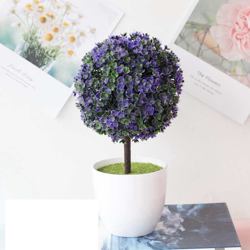 Simulação de bola de neve de cereja, planta em vaso, grama, bola, bonsai, pequena árvore, decoração para casa, enfeites de flores, mini bola criativa_voghion.com