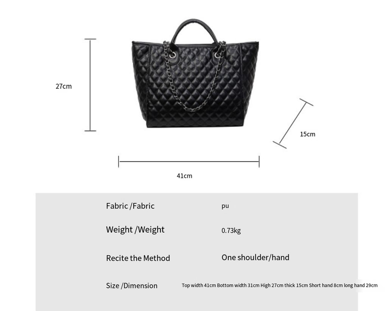 Women's Tote Bag Diamond Lattice Large Capacity Women's Bag Chain Bag Hand Bag Single Shoulder Commuter Style_voghion.com