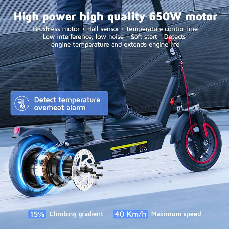 ISCOOTER I10 10" Folding Commuter Electric Scooter 650W Motor 42V 15Ah Battery_voghion.com
