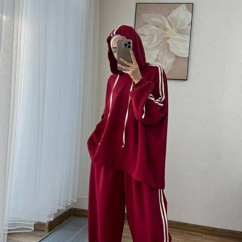 Vêtements pour femmes à manches longues à capuche Pantalon large Tempérament Commuter Mode Costume_voghion.com