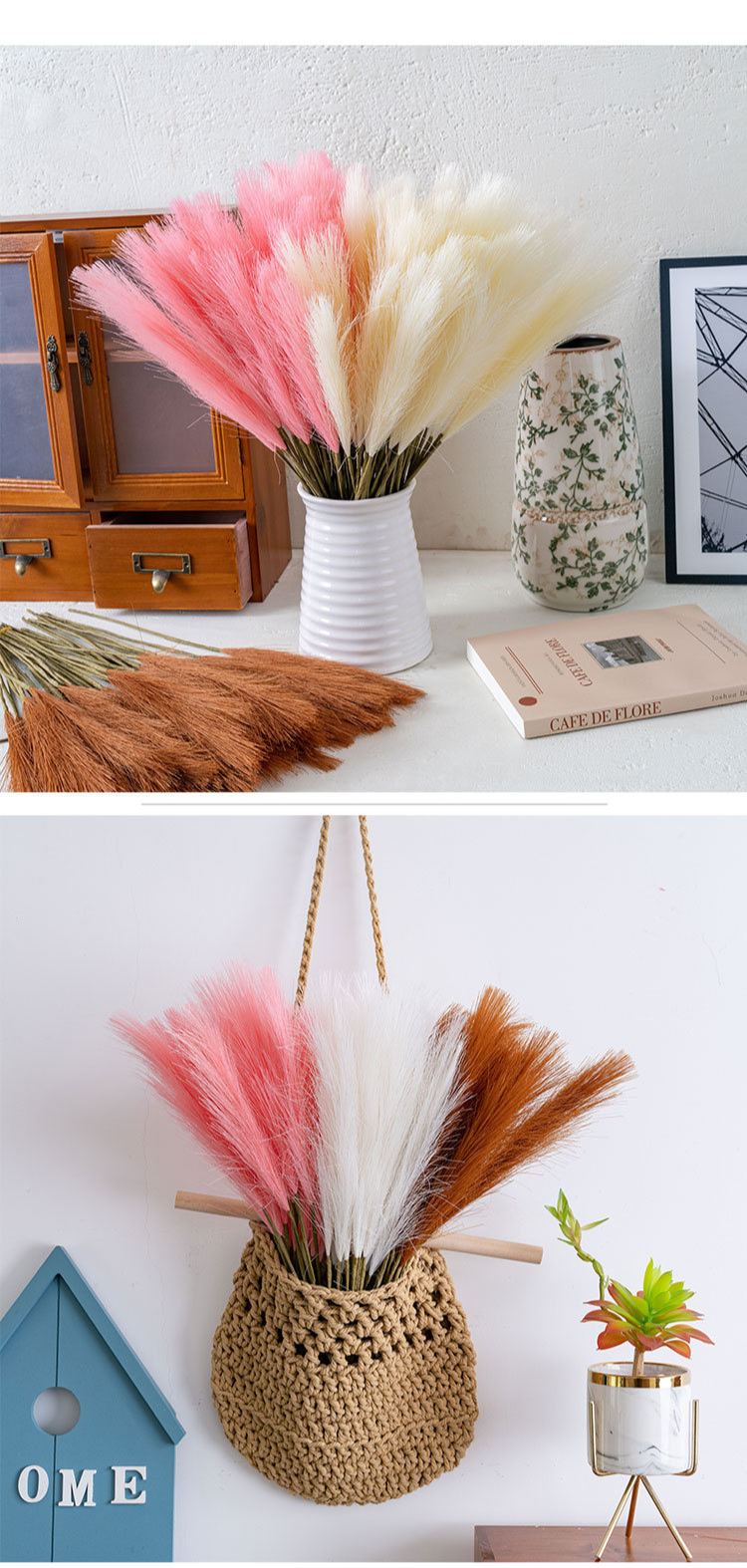 Maison et jardin Fleur Petite branche unique Scintillante Pampas Reed INS Style Fleur artificielle Décoration Maison Mariage_voghion.com