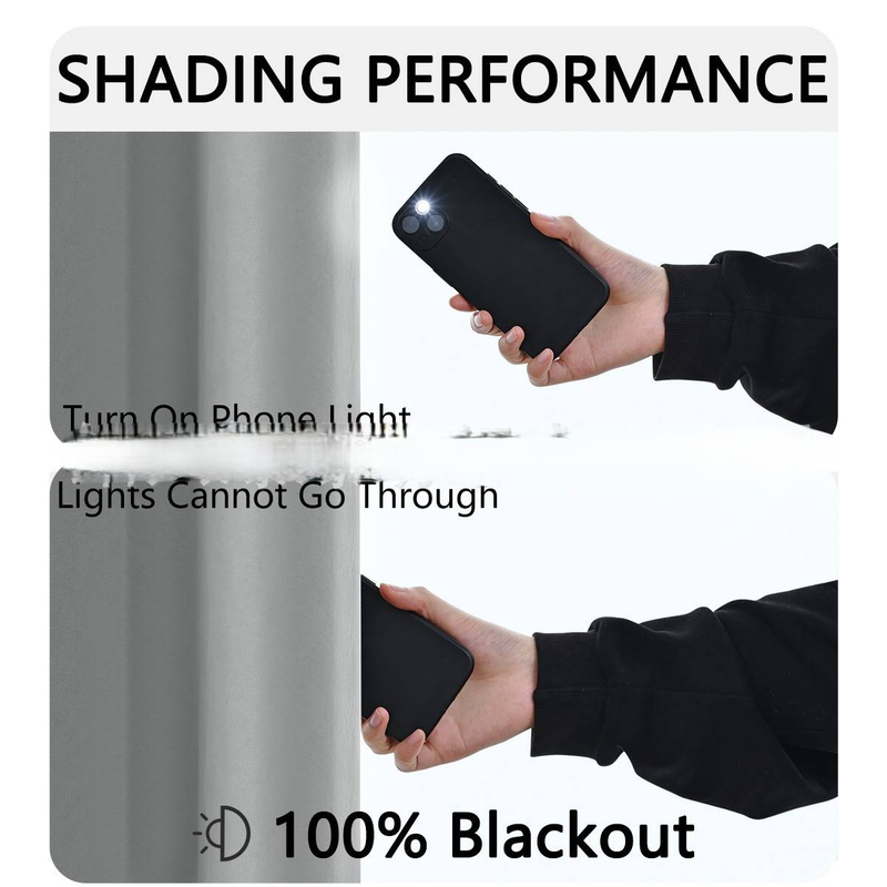 Cortinas térmicas blackout premium - 100% de bloqueio de luz com isolamento térmico (painéis de janela com proteção solar de cor sólida)_voghion.com