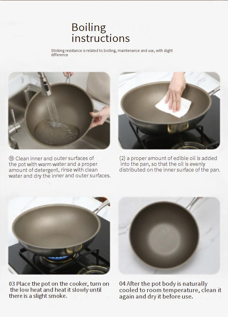 Poêle antiadhésive en titane pur – Ustensiles de cuisine sains sans revêtement chimique (Wok à fond plat en alliage de titane de qualité supérieure)_voghion.com