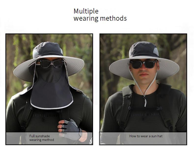 Cappello rinfrescante ad energia solare con protezione staccabile per viso e collo - Ventilatore ricaricabile ad alta potenza per esterni - Protezione solare UPF50+ per uomo_voghion.com