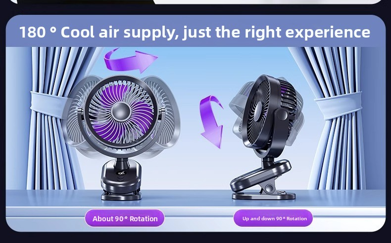 6-inch USB-desktopventilator met clip en automatische oscillatie - Mini oplaadbare koelventilator voor kantoor en studeerkamer_voghion.com