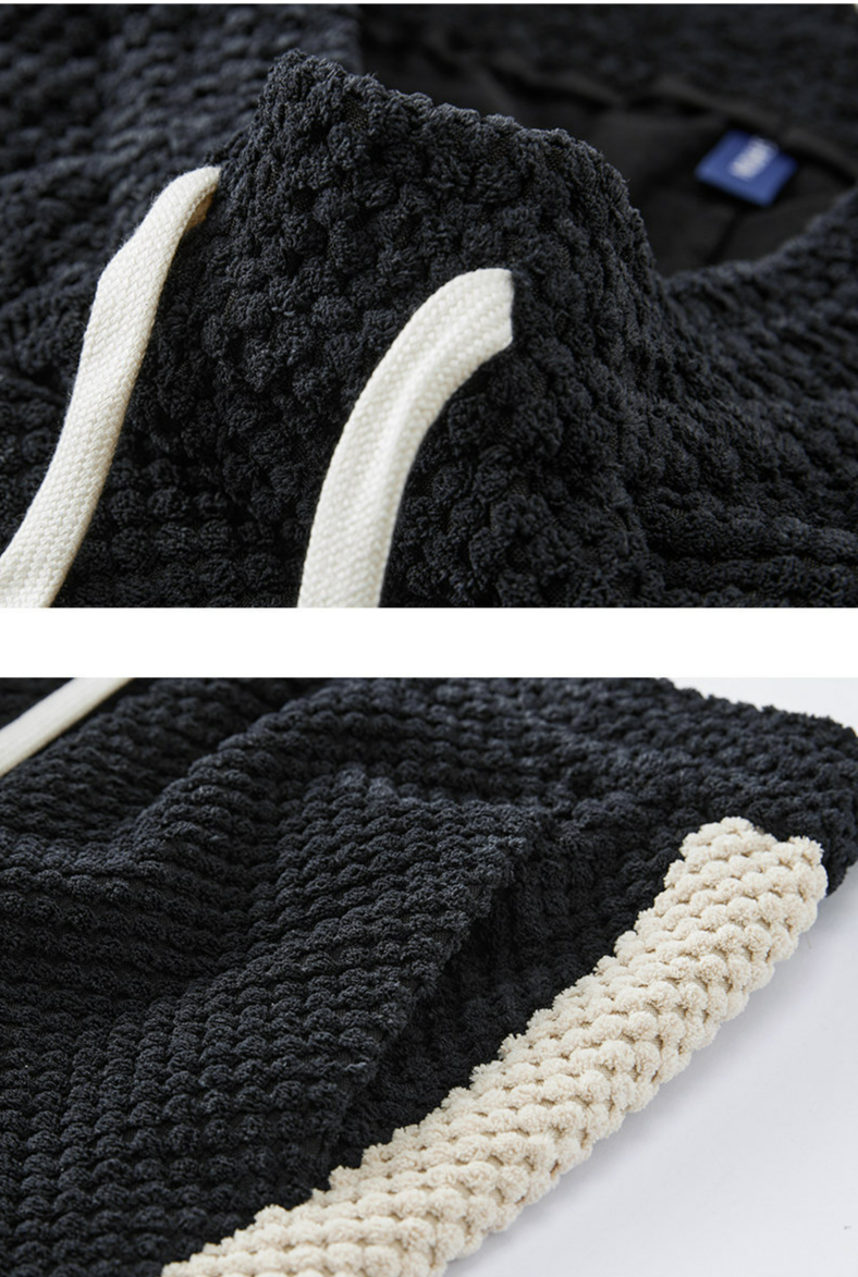 Herrenbekleidung Zweiteilige graue Jogginghose mit doppelter Taille Lose Hip Hop Sport-Freizeithose mit weitem Bein_voghion.com