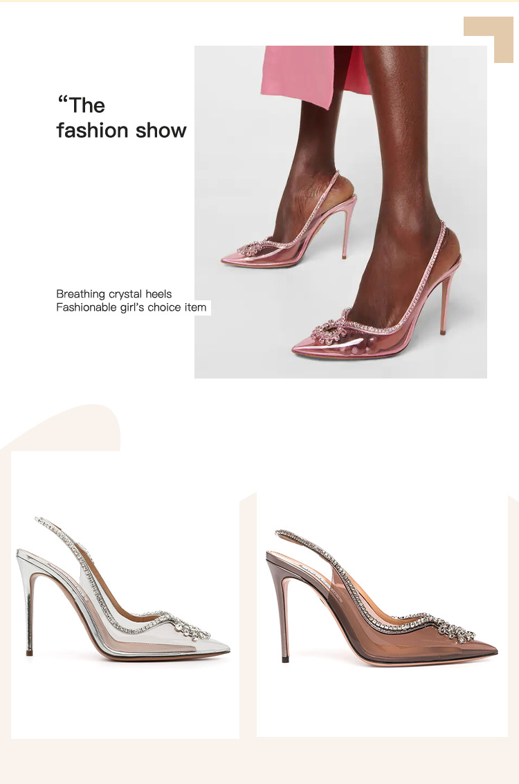Scarpe da donna con strass, stile a punta, cintura trasparente, scarpe con tacco a spillo di tendenza alla moda_voghion.com