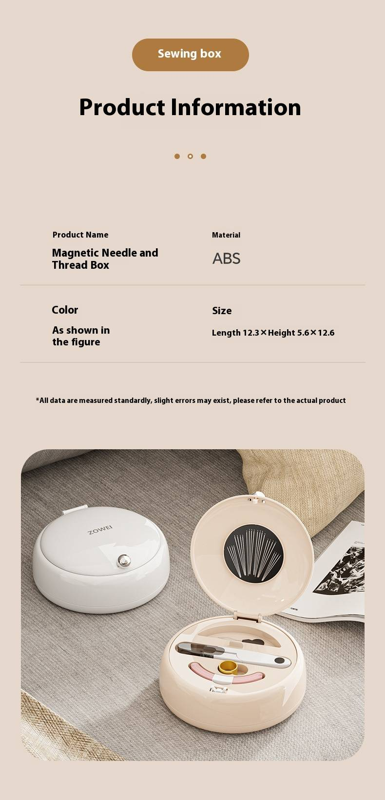 Elegant Portable Sewing Kit – ABS Mini Needle & Thread Box For Travel, Home & DIY (White, Compact & Lightweight)_voghion.com
