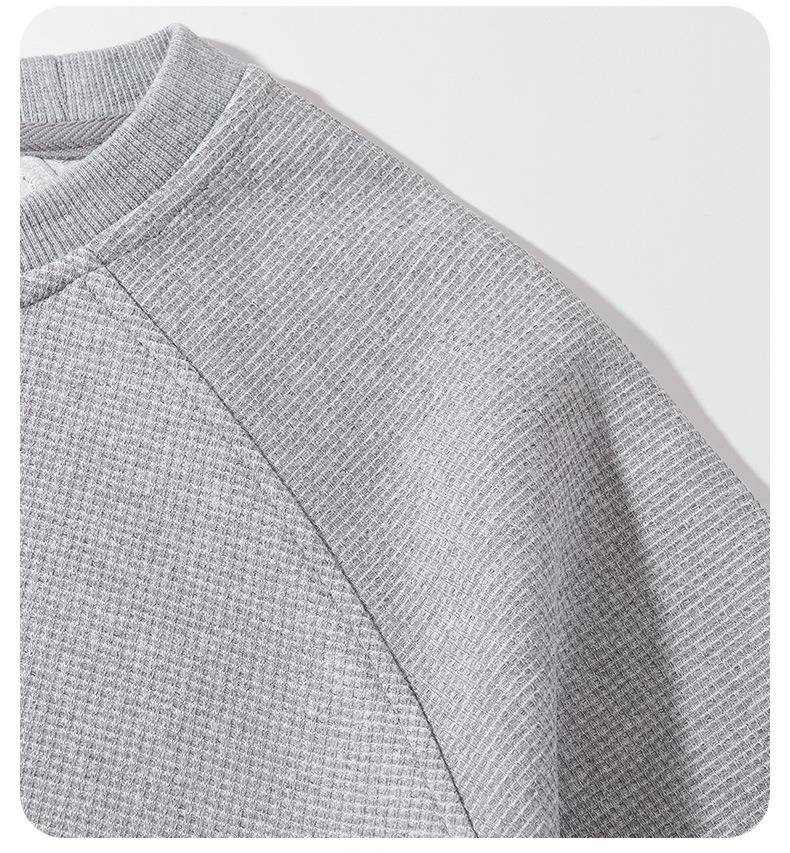 Men's Heavyweight Air Cotton Crewneck Sweatshirt - Drop Shoulder Long Sleeve T-shirt, Casual Relaxed Fit, Soft & Breathable, Multiple Colors_voghion.com
