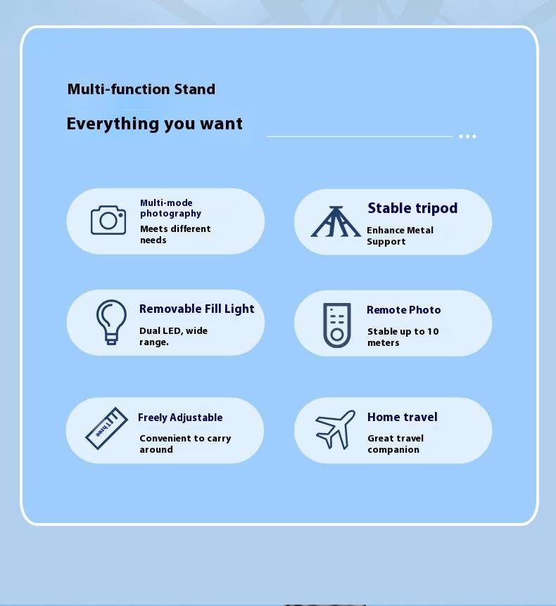 1.3M Bluetooth Selfie Stick With Quadpod Stand & Metal Frame, Universal Phone Holder For Live Streaming/Vlogging (13 Configurations)_voghion.com